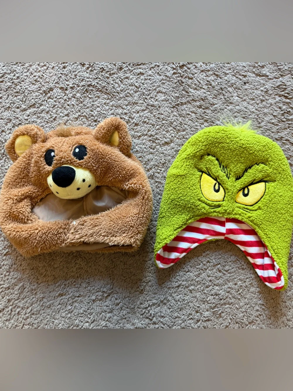 Dr Suess Brown Bear Plush Toddler Baby Kids Hat - Green Grinch Character Hat